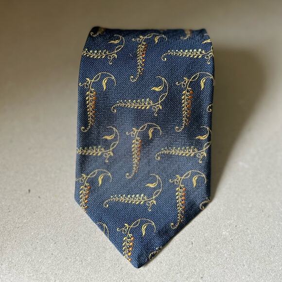 Robert talbott best of class navy blue gold grape vine men’s silk tie wine gift - Picture 9 of 15